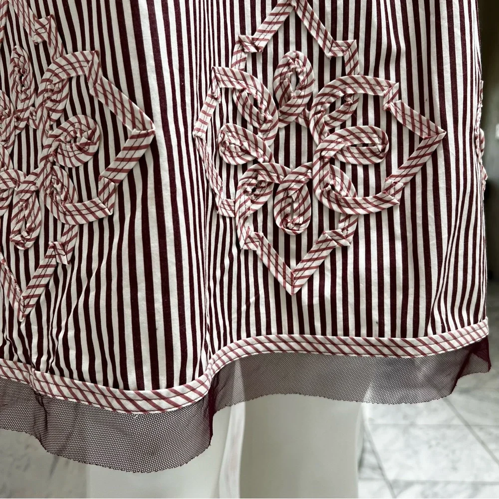 New Powder Pink Brown Striped Skirt‎ A-Line Office Siren School Teacher 3D Artsy